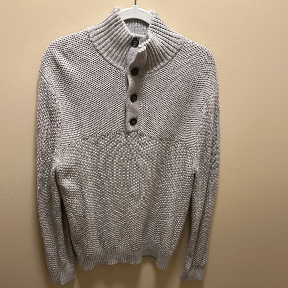 Men's Gray Button-Up Sweater
